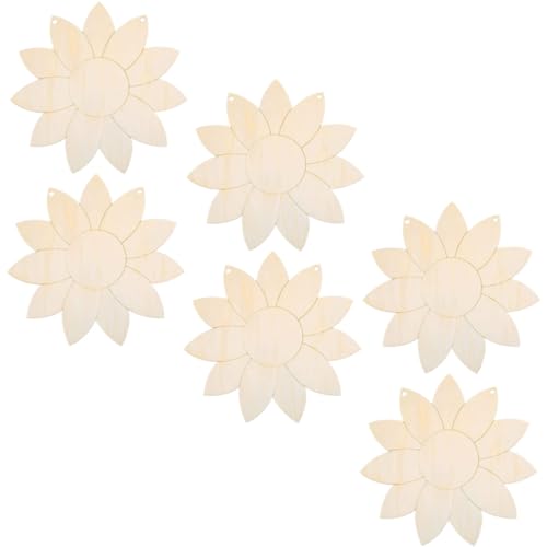 JEWEDECO 6 Stück Holz Graffiti Anhänger, Graffiti Bastelarbeiten, Leere Holzscheiben, Graffiti Sonnenblumen Ausschnitt, DIY Holzausschnitt, Haushaltsausschnitte, Basteln, Zeichnen, von JEWEDECO