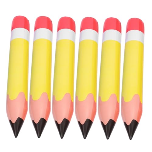 JEWEDECO 6 Stück Teiliges Aufblasbares PVC Bleistift Langlebige Schulanfangsdekoration Leichtes Tragbares Klassenzimmer Highlight als Große Schulballons und Kreative Wanddekoration von JEWEDECO