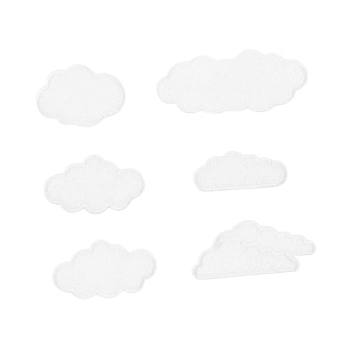 JEWEDECO 6 Stück Teiliges Wolken Aufsätze Selbstklebende Bestickte Patches zum Aufnähen und Aufbügeln für DIY Kleidung Taschen Schuhe und Reparatur von Löchern an Jacken und Jeans von JEWEDECO
