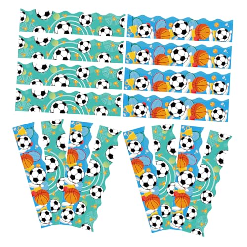 JEWEDECO 60 Blatt Sportliche Pinnwandrahmen Aufkleber Fußball und Basketball Design für Klassenzimmerdekoration Bunte Bulletin Board Border Trim Teiliges Set für Kreative Lernumgebungen von JEWEDECO