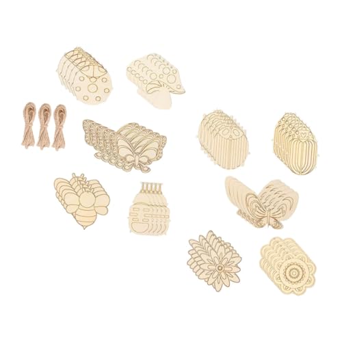 JEWEDECO 60 Sets Blanko Holzspäne, Graffiti Holzscheiben, Unbehandelte Holzausschnitte, Anhänger, Graffiti Holzausschnitte, DIY Bastelarbeiten, Unbehandelte Holzspäne, DIY Graffiti Chip, von JEWEDECO