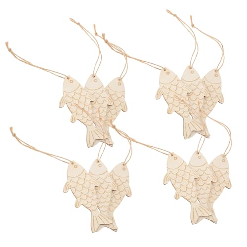 JEWEDECO 60 Stück Teiliges Unbehandelte Fisch Holzausschnitte aus Langlebigem Holz Diy Bastelset zum Bemalen und Dekorieren Natürliche Holzanhänger mit Robustem Hanfseil für Küsten und JEWEDECO 60 Stück Teiliges Unbehandelte Fisch Holzausschnitte aus Langlebigem Holz Diy Bastelset zum Bemalen und Dekorieren Natürliche Holzanhänger mit Robustem Hanfseil für Küsten und von JEWEDECO