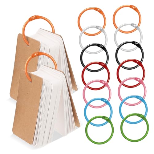JEWEDECO 70 Stück Teiliges Bunte Metall Buchringe Kleine Robuste Loseblatt Ringe mit Sicherem Verschluss Vielseitig Einsetzbar zum Ordnen von Karteikarten Basteln Schlüsselanhänger von JEWEDECO