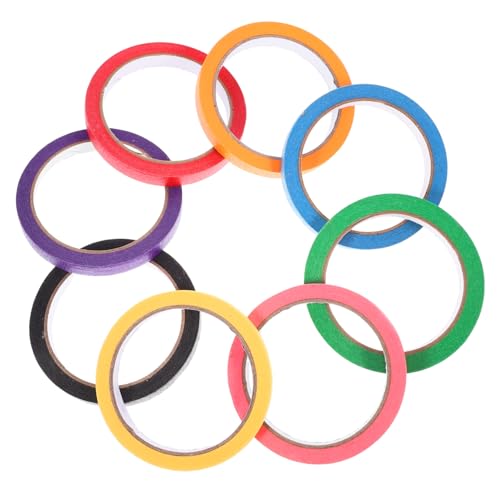JEWEDECO 8 Rollen Farbiges Abdeckband, Malerband, Abdeckband Zum Malen, Bunte Bänder, Scrapbook DIY Bänder, Malerband, Farbiges Klebeband Für Den Unterricht, Abdeckpapierband, von JEWEDECO