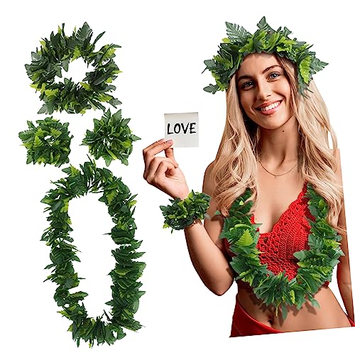 JEWEDECO 8 Stück 1 Luau Partydekorationszubehör reiseaccessoires festival zubehör faszinater tropische Girlande Grüne Hula-Hawaii-Rock-Sets lei anzugtasche Stirnband hawaiianische Girlande JEWEDECO 8 Stück 1 Luau Partydekorationszubehör reiseaccessoires festival zubehör faszinater tropische Girlande Grüne Hula-Hawaii-Rock-Sets lei anzugtasche Stirnband hawaiianische Girlande von JEWEDECO