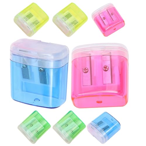 JEWEDECO 8 Stück Bleistiftspitzer mit Doppelloch Handgehaltene Tragbare Anspitzer Gelb Grün Blau für Schule und Büro für Buntstifte und Bleistifte JEWEDECO 8 Stück Bleistiftspitzer mit Doppelloch Handgehaltene Tragbare Anspitzer Gelb Grün Blau für Schule und Büro für Buntstifte und Bleistifte von JEWEDECO