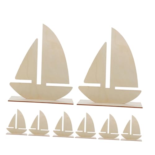 JEWEDECO 8 Stück Unvollendetes Holz segelboot Modell DIY Bastelset mit Schneeclay Struktur Bemalbar für Küsten Wohnkultur und Kreative Kunstprojekte für Bastelfreunde von JEWEDECO