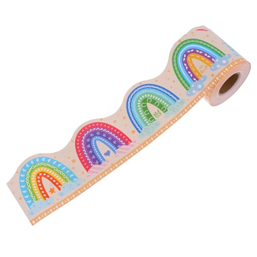 JEWEDECO Bunte Rainbow Bulletin Board Border Papierrolle Pastell Klassenzimmer Dekoration Anpassbar DIY für Pinnwand Vielseitig für Schule Kindergarten und Büro von JEWEDECO