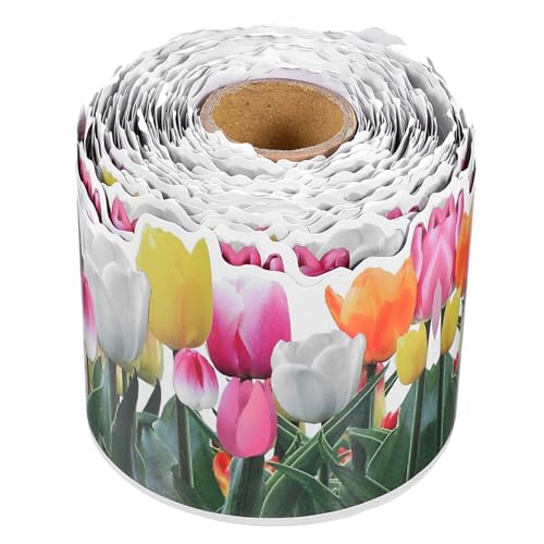 JEWEDECO Dekorativer Tulpenrand Aufkleber für Pinnwände Abnehmbares Papier für Klassenzimmer und Partys Farbenfroh und Ansprechend für Schüler von JEWEDECO