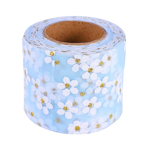 JEWEDECO Handgefertigtes DIY Stoffband mit kleinem Pflaumenblütenmuster Leichtes langlebiges Schleifenband für Haaraccessoires Kleidung und Geschenkdekoration Himmelblau von JEWEDECO
