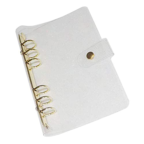 JEWEDECO Nachfüllbarer Binder mit Glitzer PVC Hülle Wasserdichtes Ringbuch für Schule Büro und Reisen Leichter und Tragbarer Planer mit Stabilem Metallknopf für Notizen von JEWEDECO