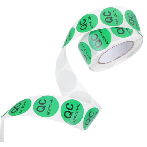 JEWEDECO Runde Qc Prüfaufkleber Selbstklebend Schwarz Text Etiketten für Qualitätskontrolle Produktion und Lagerprüfung Aufkleber für Inventar und Versand von JEWEDECO