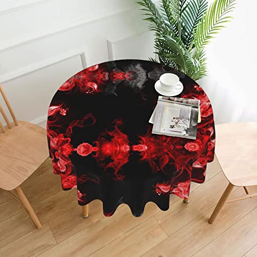 JEWOSS Rot Schwarz Weiß Abstrakt Druck Tischdecke Runde Tischdecke Floral Garten Tischdecke von JEWOSS