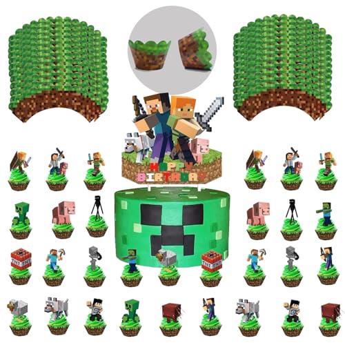 55 Stück Video spiel thema geburtstag kuchendeko, Enthält Muffin förmchen, Cupcake Toppers, Muffin form papier, Geeignet für Jungen- und Mädchengeburtstagsfeiern 55 Stück Video spiel thema geburtstag kuchendeko, Enthält Muffin förmchen, Cupcake Toppers, Muffin form papier, Geeignet für Jungen- und Mädchengeburtstagsfeiern von JEXHBFD