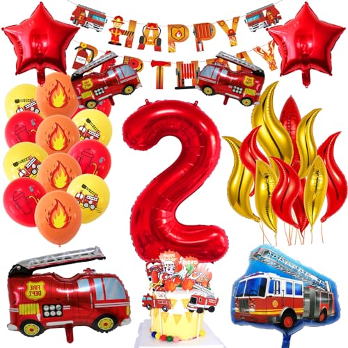 Feuerwehr Deko Kindergeburtstag, Feuerwehr Geburtstag, Feuerwehr Geburtstag Deko 2 Jahre, Feuerwehr Geburtstag Deko, Junge Kindergeburtstag Deko Feuerwehrmann von JEXHBFD