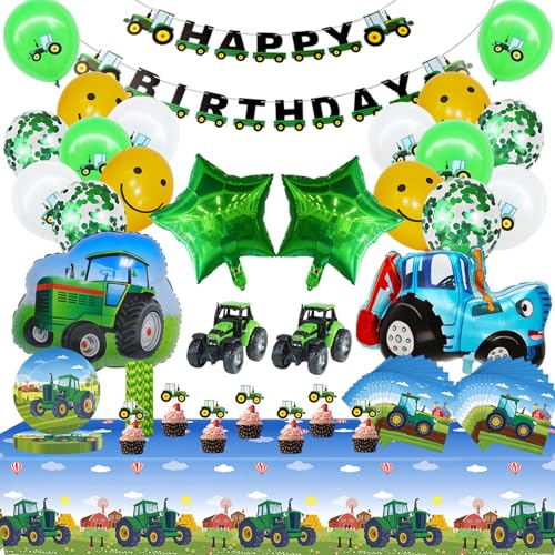 Geburtstagsdeko Jungen, Traktor Luftballon, Traktor Geburtstag Deko, Traktor Folienballon Deko Geburtstag Junge, Tortendeko Traktor, Kinder Partygeschirr Set von JEXHBFD