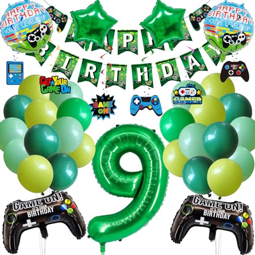 Geburtstagsdeko Jungen 9 Jahre, Gaming Motto Geburtstagsparty, Gamer Deko Geburtstag, Kinder Videospiel Thema Party Dekorationsset von JEXHBFD