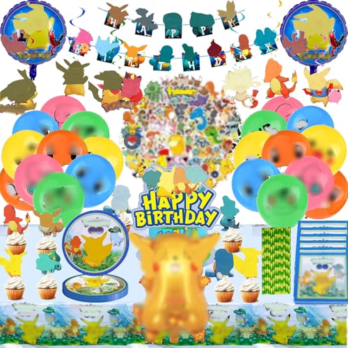 Kinder Geburtstagsdeko, 161 Stück Kinder Partygeschirr Set, Luftballons, Tischdecke, Aufklebern, Swirl Decoration, Tortendeko, Pappteller, Servietten, Strohhalme, Geburtstag Banner Kinder Geburtstagsdeko, 161 Stück Kinder Partygeschirr Set, Luftballons, Tischdecke, Aufklebern, Swirl Decoration, Tortendeko, Pappteller, Servietten, Strohhalme, Geburtstag Banner von JEXHBFD