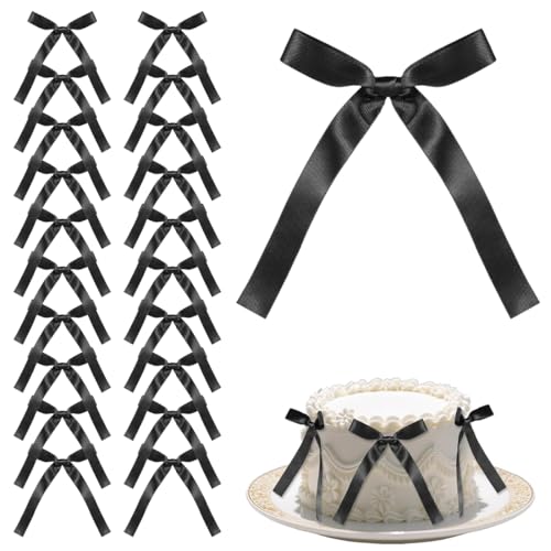 JEYORZY 20 Stücke Schwarz Cake Schleife Klein Cake Deko Kuchen Deko Torten Dekoration Hochzeit Tortenaufsätze für Dekorationen Braut Babydusche Geburtstag Hochzeit (Schwarz) von JEYORZY