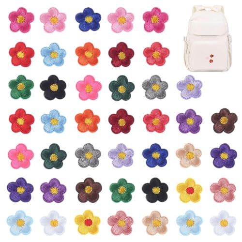 JEYORZY 44 Stück Patches zum Aufbügeln, Flicken zum Aufbügeln, Patches Klett Aufnäher zum Aufbügeln, Bestickte Aufnäher, Bügelbilder für Taschen, Jeans, Jacken Rucksäcke, Kleidung, Gänseblümchen Blume von JEYORZY