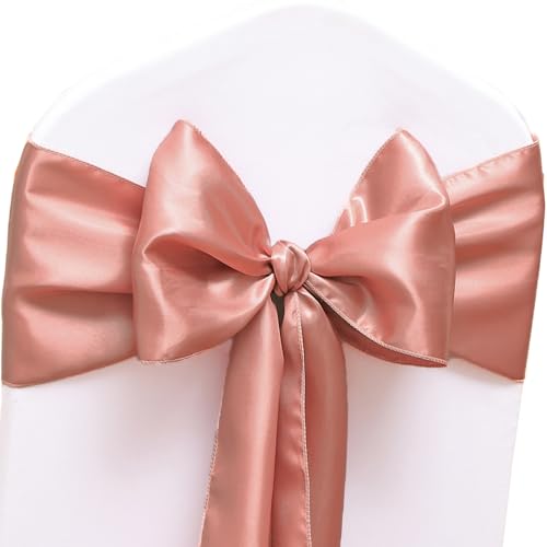 JFDYDM Stuhlschärpen aus Satin, Rotgold, für Hochzeit, Party, Geburtstag, Empfang, Hotel, Event, Bankette, Stühle, Dekorationen, Roségold, Satin, Stuhlschärpen für Klappstühle, 50 Stück von JFDYDM