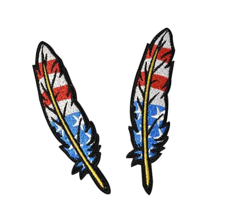 Moral-Patches mit Hakenverschluss, Flaggenelement, Stickerei, lustiger Aufnäher, für Rucksäcke, Hundegeschirr, Armee-Westen, Hüte, Helme (blau/rot), 2 Stück von JFFCESTORE