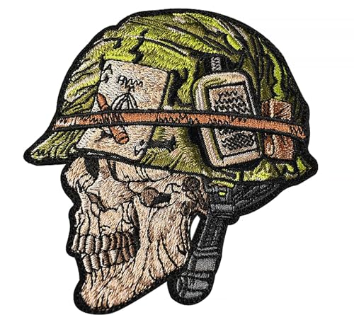 Morale Patches Hakenverschluss Rückseite Stickerei Patch Lustiger Moral Patch für Rucksäcke, Hundegeschirr, Armeewesten, Hüte, Helme (Totenkopfhelm) von JFFCESTORE