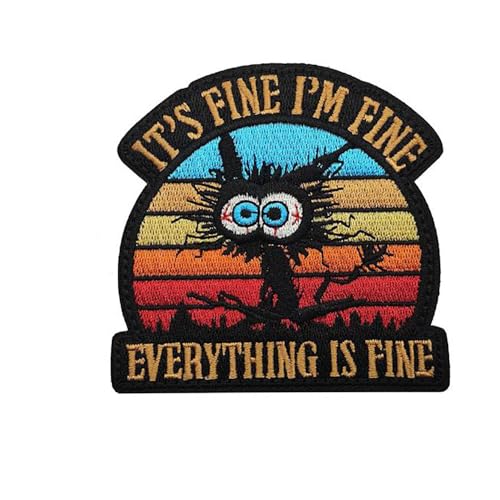 Morale Patches mit Hakenverschluss, Aufschrift "It's Fine I'm Fine Stickerei", lustiger Aufnäher für Rucksäcke, Hundegeschirr, Hüte, Helme (Blue Eyes It's Fine, I'm Fine) von JFFCESTORE