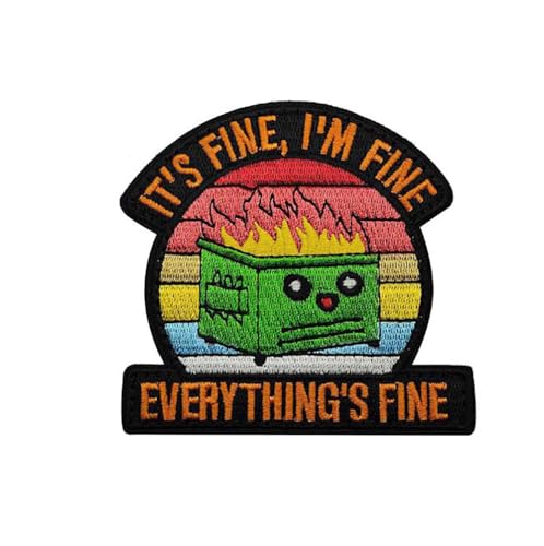 Morale Patches mit Hakenverschluss, Aufschrift "It's Fine I'm Fine Stickerei", lustiger Moralaufnäher für Rucksäcke, Hundegeschirr, Hüte, Helme (It's Fine, I'm Fine) von JFFCESTORE