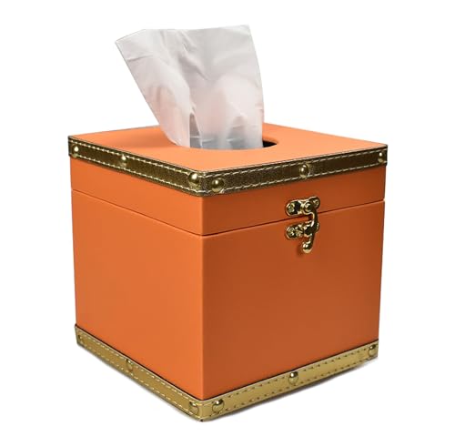 Taschentuchbox-Abdeckung, quadratisch, mit Deckel, PU-Leder und Holz, dekorativer Gesichtswürfel-Organizer, moderne Bauernhaus-Dekoration für Badezimmer, Schlafzimmer, Kommode, Wohnzimmer, Büro Taschentuchbox-Abdeckung, quadratisch, mit Deckel, PU-Leder und Holz, dekorativer Gesichtswürfel-Organizer, moderne Bauernhaus-Dekoration für Badezimmer, Schlafzimmer, Kommode, Wohnzimmer, Büro von JFFCESTORE