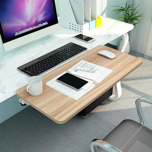 JFUNANQH Faltbare Tastaturablage mit Klemmhalterung, Armlehnenablage für das Homeoffice, ausziehbare Schreibtischablage aus Holz, Ausziehsystem, Ellenbogen-Armstütze (55 x 25 cm) von JFUNANQH