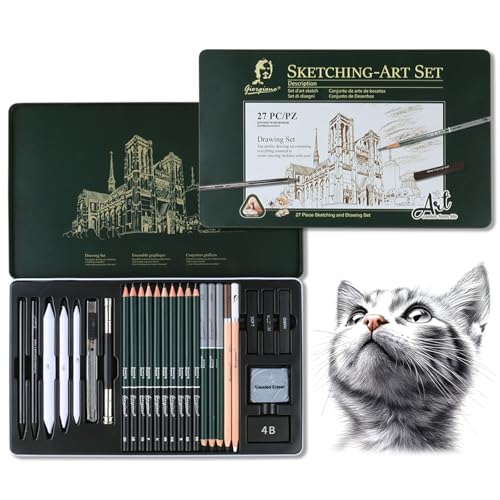 JGCJGG 27 Stück Kohlestifte zum Zeichnen Set, Bleistifte Set, Kohlestifte zum Zeichnen, Professionelles Kunst-Zeichenset Zeichenzubehör Zeichnen für Anfänger und Erfahrene Künstler JGCJGG 27 Stück Kohlestifte zum Zeichnen Set, Bleistifte Set, Kohlestifte zum Zeichnen, Professionelles Kunst-Zeichenset Zeichenzubehör Zeichnen für Anfänger und Erfahrene Künstler von JGCJGG