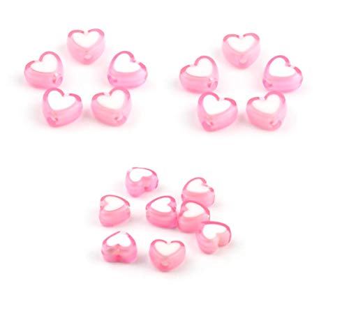 JGFinds Herz-Abstandshalter-Perlen, 300 Stück, 8 mm mit 1,8 mm Loch, Acryl, bunt (Pink) von JGFinds