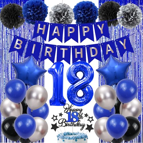 18 Geburtstag Dekorationen Jungen Mädchen - 31 Stück Blau Silber Geburtstag Dekorationen Stern Flagge Happy Birthday Banner Latexfolie Ballon Kuchen Dekorationen Jungen Mädchen Geburtstag Party 18 Geburtstag Dekorationen Jungen Mädchen - 31 Stück Blau Silber Geburtstag Dekorationen Stern Flagge Happy Birthday Banner Latexfolie Ballon Kuchen Dekorationen Jungen Mädchen Geburtstag Party von JGIIIJLP