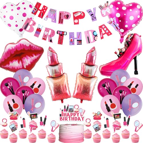 Make-up Geburtstag Party Dekoration Mädchen – 36 Stück Spa Party Banner Luftballons Kuchen Topper Lippenstift Lippen Folie Herz High Heels Ballon Zubehör für Mädchen Frauen Damen Make Up Geburtstag Make-up Geburtstag Party Dekoration Mädchen – 36 Stück Spa Party Banner Luftballons Kuchen Topper Lippenstift Lippen Folie Herz High Heels Ballon Zubehör für Mädchen Frauen Damen Make Up Geburtstag von JGIIIJLP