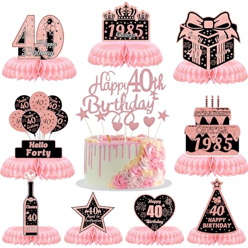 Tischdekoration zum 40. Geburtstag, Waben, Tischdekoration zum 40. Geburtstag, Kuchendekoration, für Männer und Frauen, Geburtstagsparty, Dekoration, 10 Stück Tischdekoration zum 40. Geburtstag, Waben, Tischdekoration zum 40. Geburtstag, Kuchendekoration, für Männer und Frauen, Geburtstagsparty, Dekoration, 10 Stück von JGIIIJLP