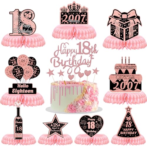 Tischdekorationen zum 18. Geburtstag für Mädchen – 10 Stück, Roségold, Wabenkuchenaufsatz, Tischdekoration, Zubehör für Jungen, Mädchen, Männer, Frauen, 18 Jahre, Party, achtzehn Jahre alt Tischdekorationen zum 18. Geburtstag für Mädchen – 10 Stück, Roségold, Wabenkuchenaufsatz, Tischdekoration, Zubehör für Jungen, Mädchen, Männer, Frauen, 18 Jahre, Party, achtzehn Jahre alt von JGIIIJLP