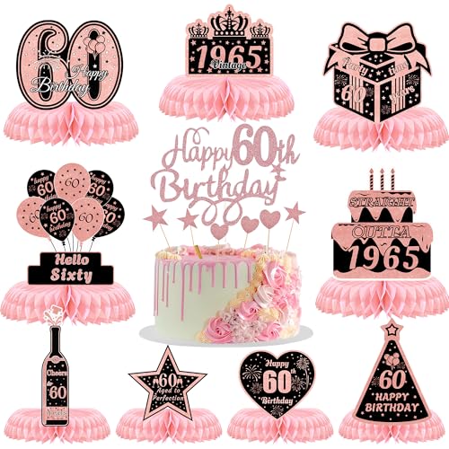 Tischdekorationen zum 60. Geburtstag, Wabendekoration, 10 Stück, Roségold, 60. Geburtstag, Waben-Aufsatz, Tisch-Kuchenaufsatz, Cheers To Happy Sixty Years, Dekoration für Männer und Frauen Tischdekorationen zum 60. Geburtstag, Wabendekoration, 10 Stück, Roségold, 60. Geburtstag, Waben-Aufsatz, Tisch-Kuchenaufsatz, Cheers To Happy Sixty Years, Dekoration für Männer und Frauen von JGIIIJLP