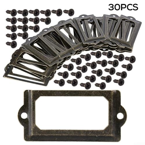 Schubladen-Etiketten aus Metall, Antik-Bronze, für die Organisation von Schränken, Aktenschränken, Weinkellern, Schmuckkästchen und Aufbewahrungseinheiten, 30 Stück Schubladen-Etiketten aus Metall, Antik-Bronze, für die Organisation von Schränken, Aktenschränken, Weinkellern, Schmuckkästchen und Aufbewahrungseinheiten, 30 Stück von JGmotorfi