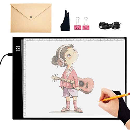 JHFart Leuchttisch A4S Lichttisch Licht pad für Artcraft Tattoo Aquarell Kopie Quilten Tracing Diamantmalerei Xray Pad mit Clips Handschuh und Aufbewahrungstasche von JHFart