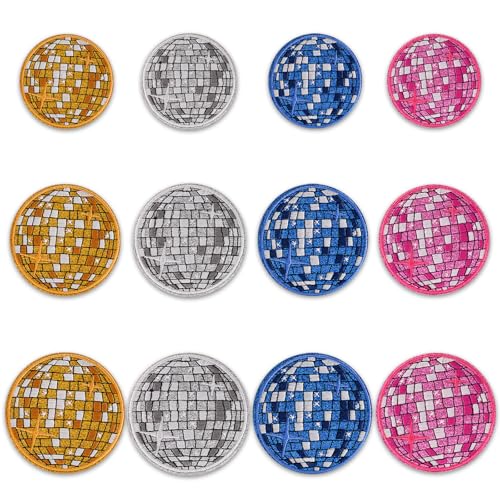 JHGCVX Discokugel-Aufnäher zum Aufbügeln für Hüte, Musik-Party, glitzernd, bestickt, für Taschen, Hüte, T-Shirts, Jacken, Jeans, Westen, Nähen, Basteln, Dekoration, 12 Stück JHGCVX Discokugel-Aufnäher zum Aufbügeln für Hüte, Musik-Party, glitzernd, bestickt, für Taschen, Hüte, T-Shirts, Jacken, Jeans, Westen, Nähen, Basteln, Dekoration, 12 Stück von JHGCVX