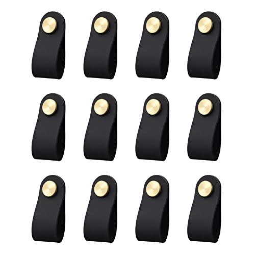 Möbelgriffe Ledergriffe für Möbel,12 Stück Leder Schrankgriffe Einzelloch Lederschlaufe,70×25 mm,Messing Metallkopf Schubladengriffe Türgriffe Schrankknauf Antikollisions Griff für Schränke-Schwarz Möbelgriffe Ledergriffe für Möbel,12 Stück Leder Schrankgriffe Einzelloch Lederschlaufe,70×25 mm,Messing Metallkopf Schubladengriffe Türgriffe Schrankknauf Antikollisions Griff für Schränke-Schwarz von JHPAIOQ