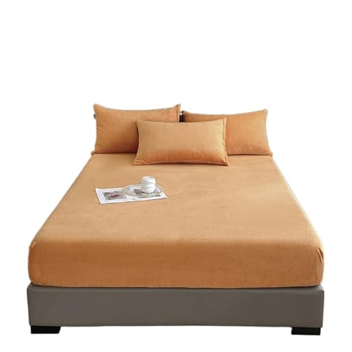 Flanell-Bettlaken, Flanell-Spannbetttuch, weich, bequem, einfarbig, Matratzenbezug, Winter, warmes Spannbetttuch, Samtstoff, Bettschutz (Farbe 1, nur Kissenbezüge, 2 Stück) von JHSDHYD