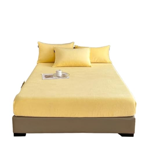 Flanell-Bettlaken, Flanell-Spannbetttuch, weich, bequem, einfarbig, Matratzenbezug, Winter, warmes Spannbetttuch, Samtstoff, Bettschutz (Farbe 4,140 x 200 x 25 cm, 1 Stück) von JHSDHYD