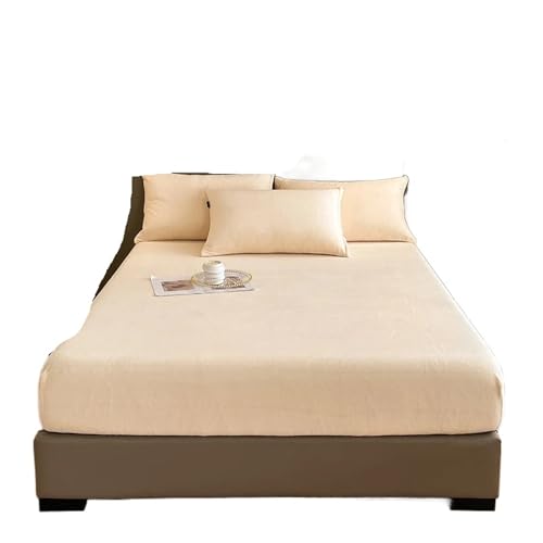 Flanell-Bettlaken, Flanell-Spannbetttuch, weich, bequem, einfarbig, Matratzenbezug, Winter, warmes Spannbetttuch, Samtstoff, Bettschutz (Farbe 5,150 x 190 x 25 cm, 1 Stück) von JHSDHYD