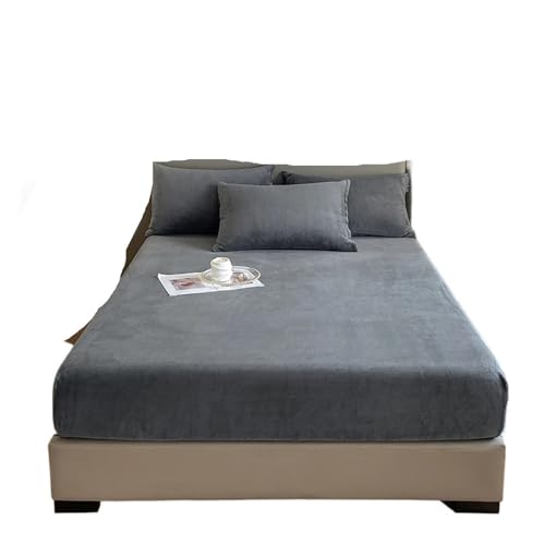 Flanell-Bettlaken, Flanell-Spannbetttuch, weich, bequem, einfarbig, Matratzenbezug, Winter, warmes Spannbetttuch, Samtstoff, Bettschutz (Farbe 7,160 x 200 x 25 cm, 1 Stück) von JHSDHYD