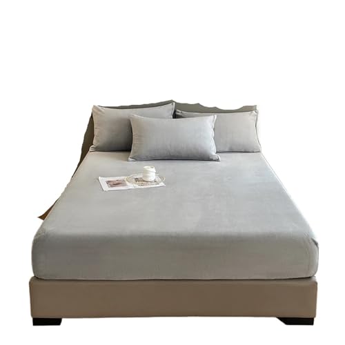 Flanell-Bettlaken, Flanell-Spannbetttuch, weich, bequem, einfarbig, Matratzenbezug, Winter, warmes Spannbetttuch, Samtstoff, Bettschutz (Farbe 8,150 x 200 x 25 cm, 1 Stück) von JHSDHYD