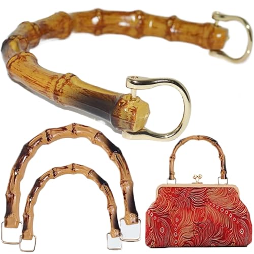 JHSDHYD Bambus taschengriff 1PC Taschen Griffe for DIY Frauen Geldbörse U Form Bambus Imitation Handarbeit Handtasche Mit Link Schnalle Griff Tasche Teile Zubehör(Big) von JHSDHYD