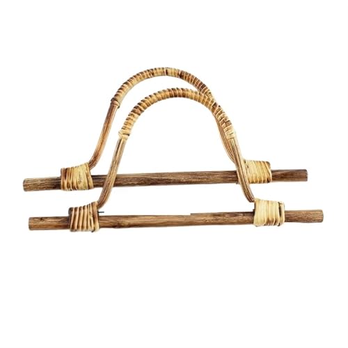 JHSDHYD Bambus taschengriff 2 STÜCKE Rattan Webartikel D-förmiger Ring Bambus Griff Vintage Holz Teile DIY Woven Tasche Griff Gepäck Zubehör(28x14cm Natural) von JHSDHYD