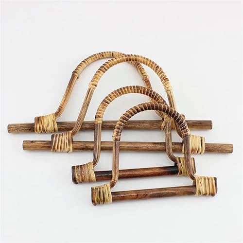 JHSDHYD Bambus taschengriff 2 Stück 16/28 cm D-förmiger Ring Bambusgriff Geldbörsenrahmen Nähklammern Handgemachte DIY gewebte Handtasche Retro Griff Zubehör(28x14cm Natural) von JHSDHYD